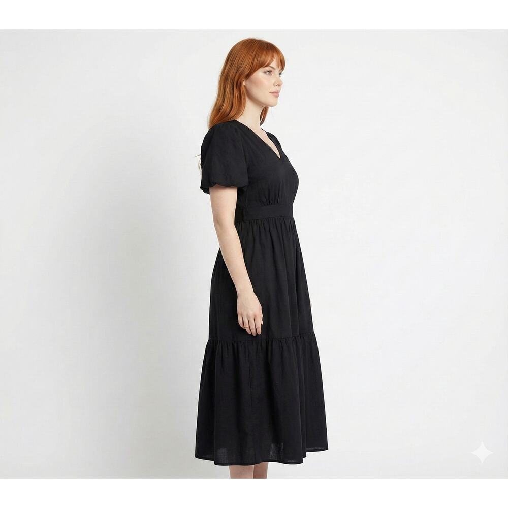 New French Connection Ladies Puff Sleeve Maxi Dress Size XXL Black - Picture 3 of 5